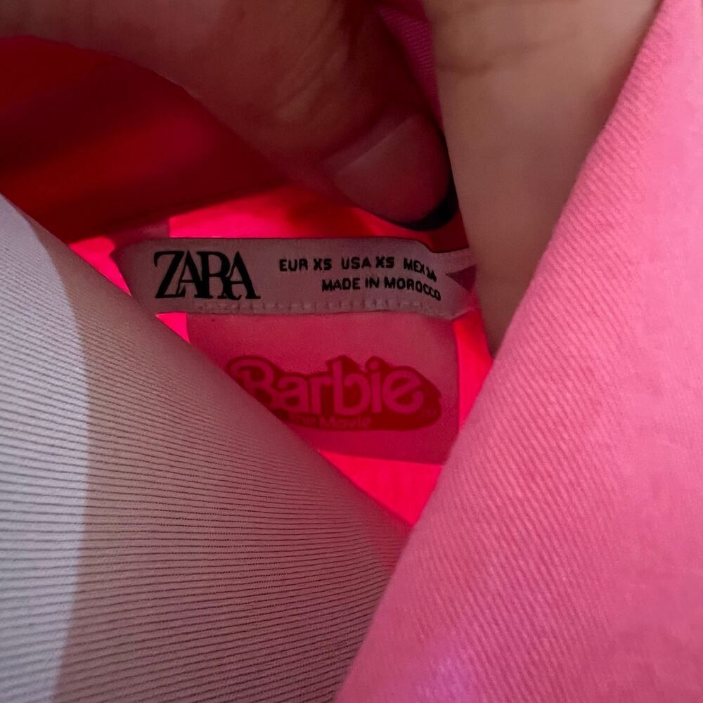 Zara x Barbie Movie pink long sleeve button front jumpsuit WOMENS XS - Picture 5 of 6